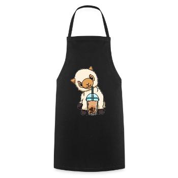 Lama boit du thé à bulles - Tablier de cuisine - noir - Devant - AI Model Male 185 dark (185cm)