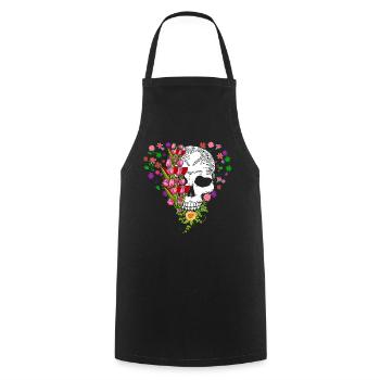 Muertos Day Floral Skeleton Horror Scary Halloween - Cooking Apron - black - Front - AI Model Male 185 dark (185cm)