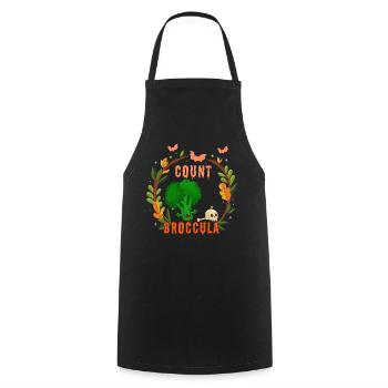 Cute Broccoli Vampire Horror Scary Halloween - Cooking Apron - black - Front - AI Model Male 185 dark (185cm)