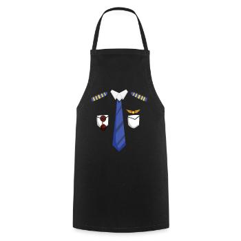 Funny Pilot Plane Costume For Halloween - Cooking Apron - black - Front - AI Model Male 185 dark (185cm)