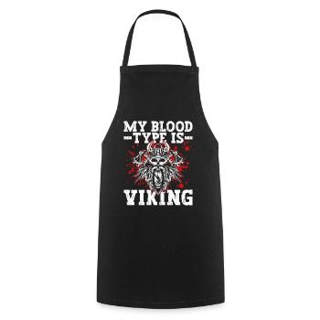 My blood type is Viking - Nordic - Cooking Apron - black - Front - AI Model Male 185 dark (185cm)