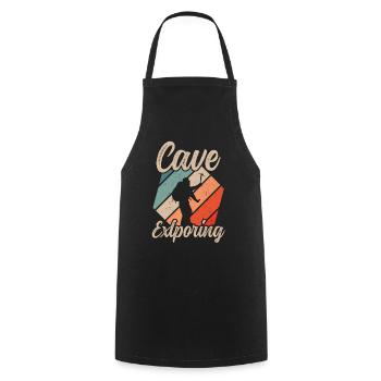 Explorez Cave Caving Cave Randonnée Cave - Tablier de cuisine - noir - Devant - AI Model Male 185 dark (185cm)