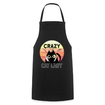 Crazy Cat Lady - Kochschürze - Schwarz - Vorne - AI Model Male 185 dark (185cm)