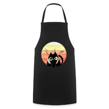Chat fou avec des couteaux - Tablier de cuisine - noir - Devant - AI Model Male 185 dark (185cm)