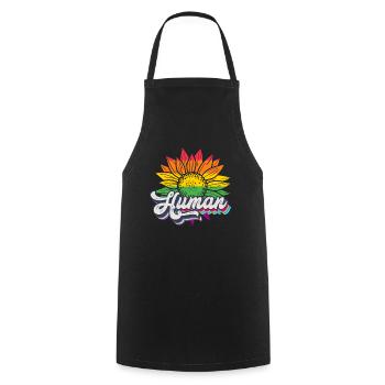 Human Sunflower Rainbow Equality LGBTQ - Tablier de cuisine - noir - Devant - AI Model Male 185 dark (185cm)