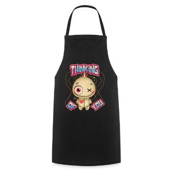 Voodoo doll, funny saying Thinking-Of-You - Cooking Apron - black - Front - AI Model Male 185 dark (185cm)