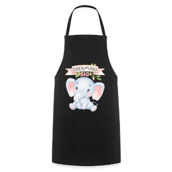 Little elephant, funny saying Dreaming Big - Cooking Apron - black - Front - AI Model Male 185 dark (185cm)
