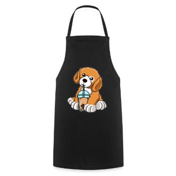 Kawaii Bubble Tea Hund - Kochschürze - Schwarz - Vorne - AI Model Male 185 dark (185cm)