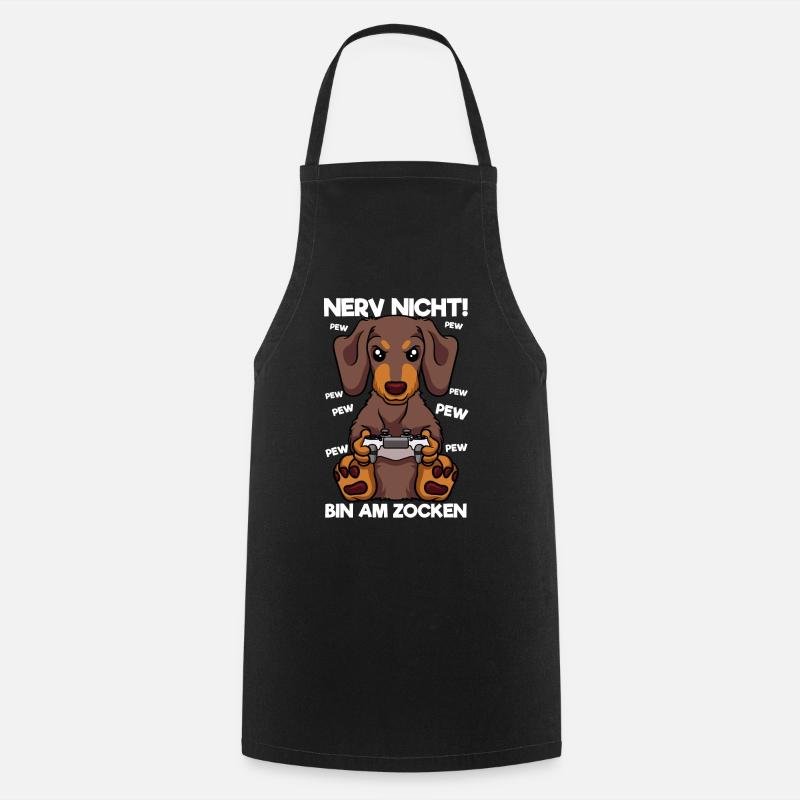 Nerv nicht bin am Zocken Gaming Dackel Hund - Kochschürze - Schwarz