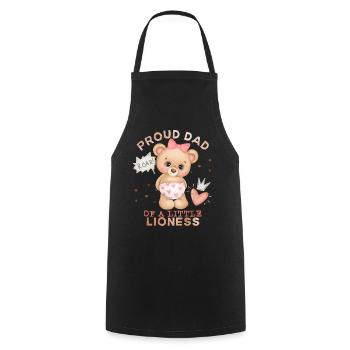 Dad-Daddy, Dad-Daddy, Lion-Dad Baby-Girl Saying - Cooking Apron - black - Front - AI Model Male 185 dark (185cm)
