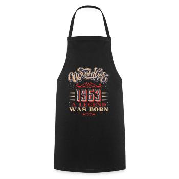1963 birthday, November-1963, 11-1963 - Cooking Apron - black - Front - AI Model Male 185 dark (185cm)