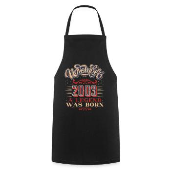 2009 birthday, birthday November-2009, 11-2009 - Cooking Apron - black - Front - AI Model Male 185 dark (185cm)