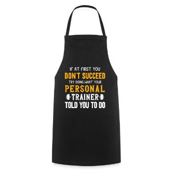 Fitness Workout Motivation Personal Trainer - Cooking Apron - black - Front - AI Model Male 185 dark (185cm)