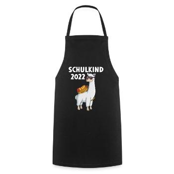 Schulkind 2022 Lama - Kochschürze - Schwarz - Vorne - AI Model Male 185 dark (185cm)