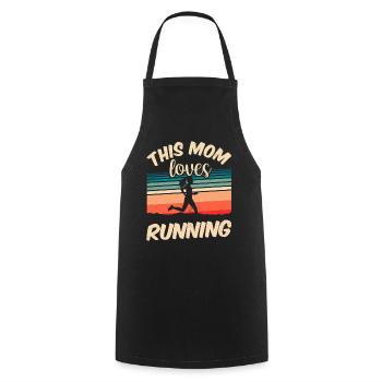 Cette maman adore courir jogging course à pied maman - Tablier de cuisine - noir - Devant - AI Model Male 185 dark (185cm)
