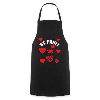 St Paulianer Hamburg Kiez St Pauli Love Fan - Cooking Apron - black - Front - AI Model Male 185 dark (185cm)