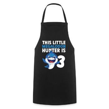 This little megalodon hunter is 3 - - Cooking Apron - black - Front - AI Model Male 185 dark (185cm)