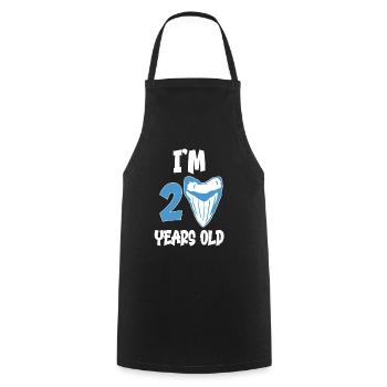 I am 2 years old - Megalodon tooth shark 2. - Cooking Apron - black - Front - AI Model Male 185 dark (185cm)