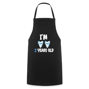 I am 2 years old - Megalodon tooth shark 2. - Cooking Apron - black - Front - AI Model Male 185 dark (185cm)