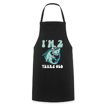 The Little Megalodon Hunter is 2 - Megalodon Shark - Cooking Apron - black - Front - AI Model Male 185 dark (185cm)