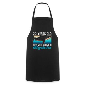 20 years old and still believes in megalodons - - Cooking Apron - black - Front - AI Model Male 185 dark (185cm)
