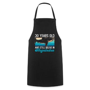 30 years old and still believe in megalodons - Cooking Apron - black - Front - AI Model Male 185 dark (185cm)