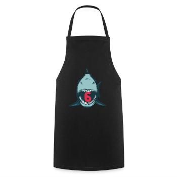 Megalodon Hai 6th birthday 6 years Megalodon - Cooking Apron - black - Front - AI Model Male 185 dark (185cm)