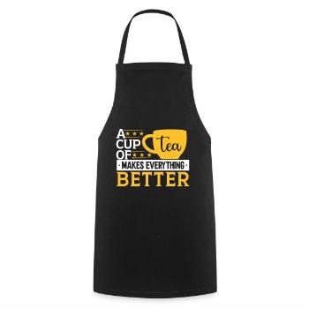 Buveur de thé Amateur de thé Cadeau Thé - Tablier de cuisine - noir - Devant - AI Model Male 185 dark (185cm)