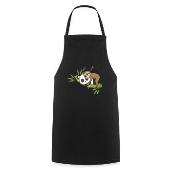 Faultier sitzt auf Panda - Kochschürze - Schwarz - Vorne - AI Model Male 185 dark (185cm)