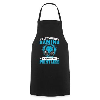 Gamer Saying - Boys Video Games & Gaming - Cooking Apron - black - Front - AI Model Male 185 dark (185cm)