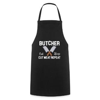 Butcher Cadeau Boucher Boucher Maître Boucher - Tablier de cuisine - noir - Devant - AI Model Male 185 dark (185cm)