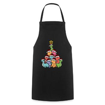 Arbre de Noël des dinosaures - Tablier de cuisine - noir - Devant - AI Model Male 185 dark (185cm)
