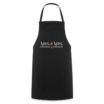 Mrs. & Mrs. - Mariage lesbien Mariage Gay - Tablier de cuisine - noir - Devant - AI Model Male 185 dark (185cm)