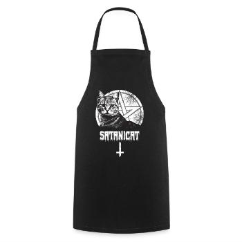 Pentagram Cute Cat Occult Satanic Gothic Halloween - Kochschürze - Schwarz - Vorne - AI Model Male 185 dark (185cm)