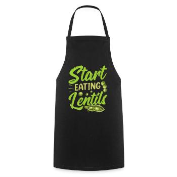 Start eating lentils Lentil soup - Cooking Apron - black - Front - AI Model Male 185 dark (185cm)