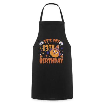 Halloween Cute Pumpkin Trick Treat Birth Age 13 - Cooking Apron - black - Front - AI Model Male 185 dark (185cm)