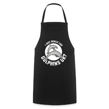 I like dolphins Simply Very dolphins dolphin - Cooking Apron - black - Front - AI Model Male 185 dark (185cm)