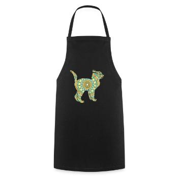 Mandala Katze Geometrie Muster - Kochschürze - Schwarz - Vorne - AI Model Male 185 dark (185cm)