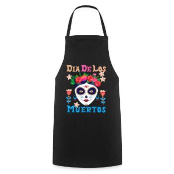 Dia-de-los-Muertos, La-Catrina Mexico, sugar-skull - Cooking Apron - black - Front - AI Model Male 185 dark (185cm)