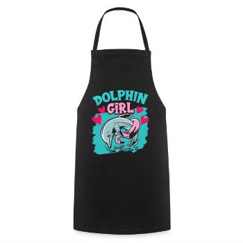 Dolphin Girl Dolphin Lover Dolphins Dolphins - Cooking Apron - black - Front - AI Model Male 185 dark (185cm)