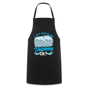 I like dolphins Simply Very dolphins dolphin - Cooking Apron - black - Front - AI Model Male 185 dark (185cm)
