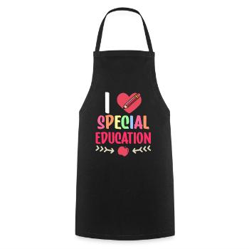 I love special education special education teachers - Cooking Apron - black - Front - AI Model Male 185 dark (185cm)