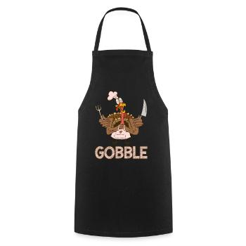 Gobble Drôle de dinde folle Thanksgiving - Tablier de cuisine - noir - Devant - AI Model Male 185 dark (185cm)