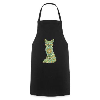Mandala Fuchs Geometry Pattern - Cooking Apron - black - Front - AI Model Male 185 dark (185cm)