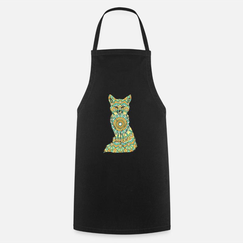 Mandala Fuchs Geometry Pattern - Cooking Apron - black