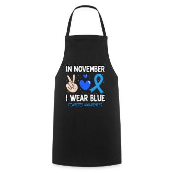 Heart Peace Blue In November Diabetes Awareness - Kochschürze - Schwarz - Vorne - AI Model Male 185 dark (185cm)