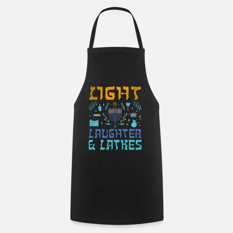 Light Latkes Juif Noël Juif Hanoukka Modèle - Tablier de cuisine - noir