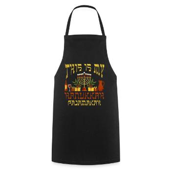 Jewish Christmas Jew Is My Hanukkah Elements - Cooking Apron - black - Front - AI Model Male 185 dark (185cm)