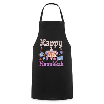 Jewish Christmas Kawaii Happy Hanukkah - Cooking Apron - black - Front - AI Model Male 185 dark (185cm)