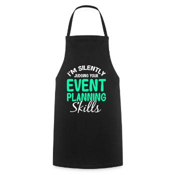 Eventplaner Hochzeitsplaner Event Manager - Kochschürze - Schwarz - Vorne - AI Model Male 185 dark (185cm)